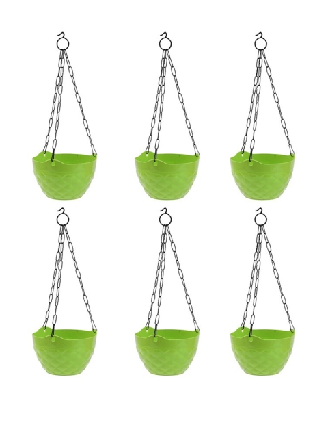 

Ferns N Petals Set Of 6 Green Solid Hanging Planters