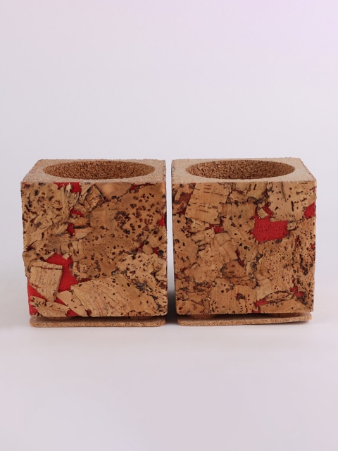 

Ferns N Petals Set Of 2 Brown & Red Textured Cork Planters