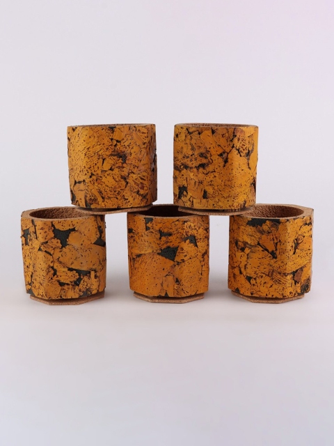 

Ferns N Petals Set Of 5 Brown & Black Textured Cork Planters