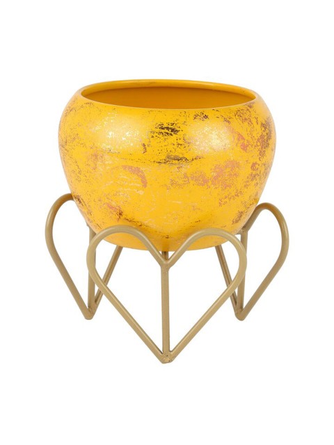 

Ferns N Petals Yellow Round Shape Metal Pot With Stand