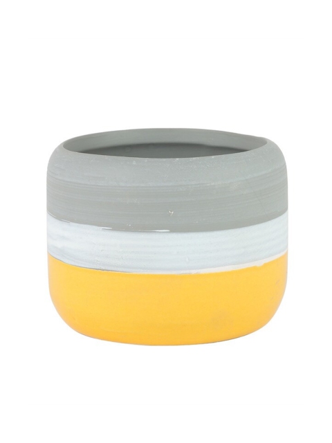 

Ferns N Petals Yellow & Grey Colorblocked Round Shaped Ceramic Planter