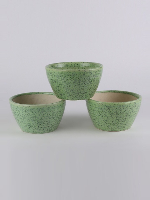 

Ferns N Petals Set Of 3 Green Textured Ceramic Planters