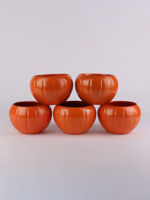 

Ferns N Petals Set Of 5 Metal Planters, Orange