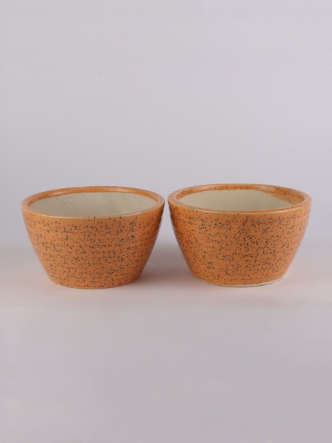 

Ferns N Petals Set Of 2 Orange Ceramic Planters