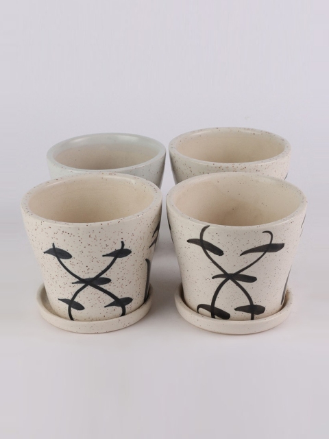 

Ferns N Petals Set Of 4 Ceramic Planters, White