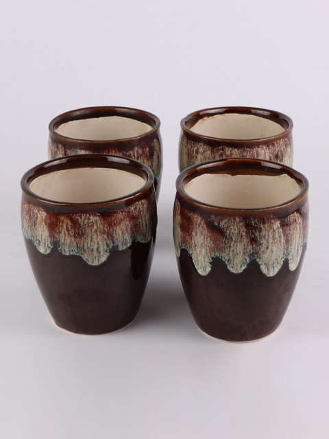 

Ferns N Petals Set Of 4 Brown Ceramic Planters