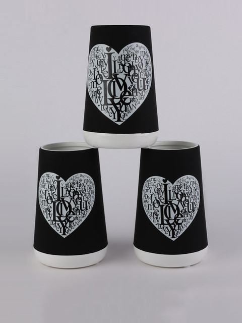 

Ferns N Petals Set Of 3 Ceramic Planters, Black