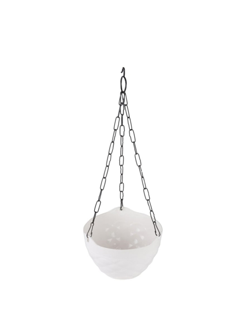 

Ferns N Petals Set of 2 White Hanging Planter With Metal Chain