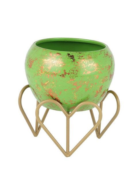 

Ferns N Petals Green & Gold-Toned Metal Planter With Stand