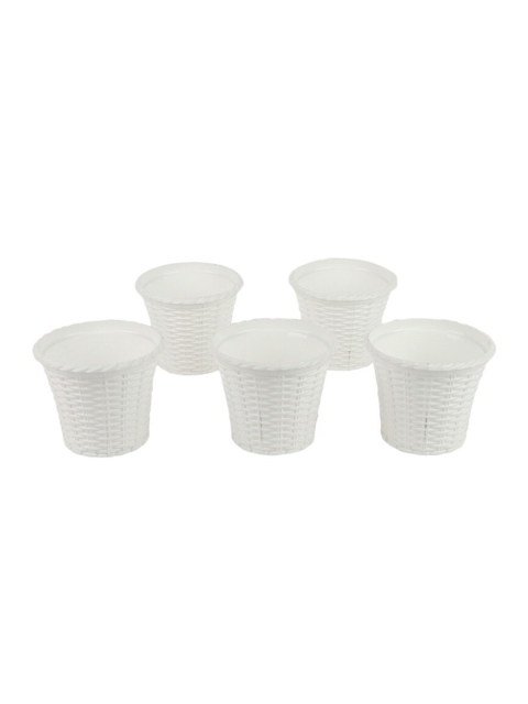 

Ferns N Petals Set Of 5 White Plastic Planters