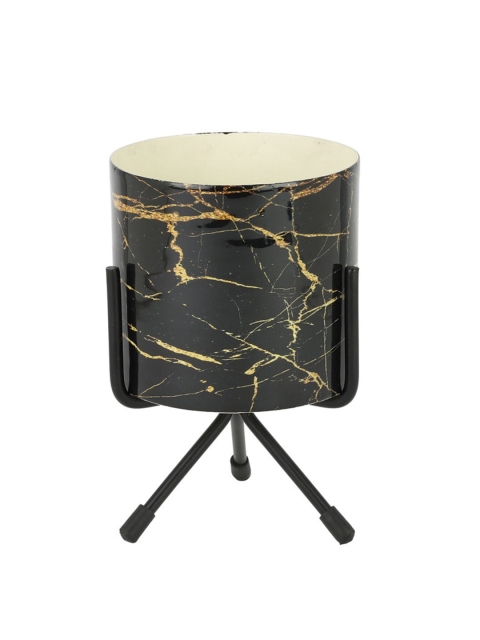 

Ferns N Petals Black & Gold-Toned Patterned Planter With Stand