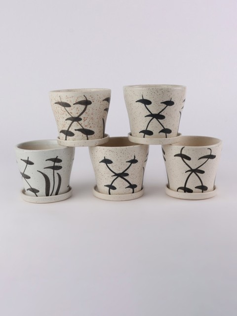 

Ferns N Petals Set Of 5 Ceramic Planters, Off white