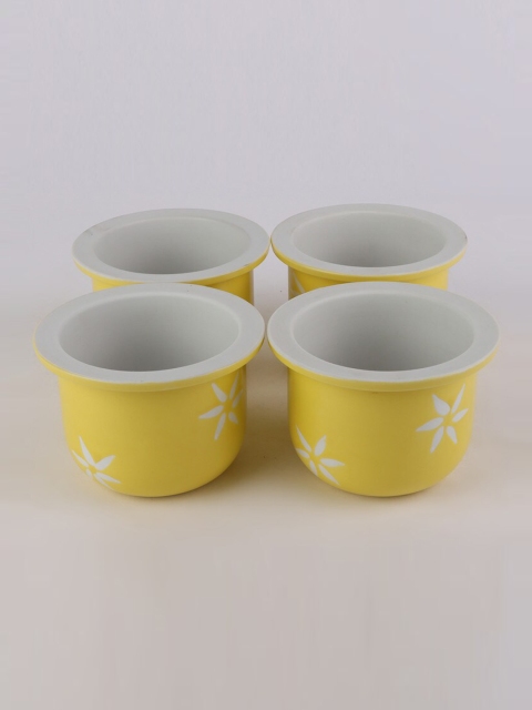 

Ferns N Petals Set Of 4 Yellow Printed Ceramic Planters