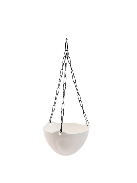 

Ferns N Petals White Plastic Hanging Planter With Metal Chain
