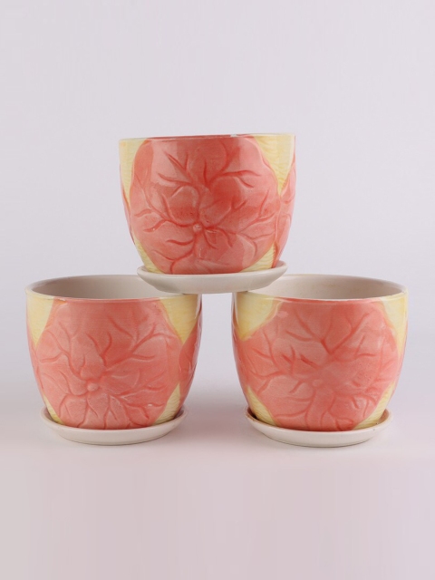 

Ferns N Petals Pink Set Of 3 Ceramic Planters