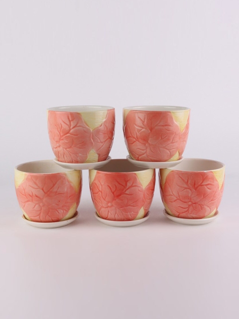 

Ferns N Petals Set Of 5 Pink Ceramic Planter