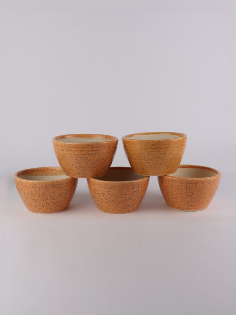 

Ferns N Petals Set Of 5 Brown Patterned Ceramic Planter