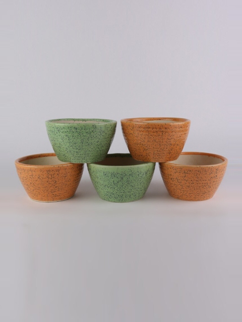 

Ferns N Petals Set Of 5 Printed Ceramic Planters, Green