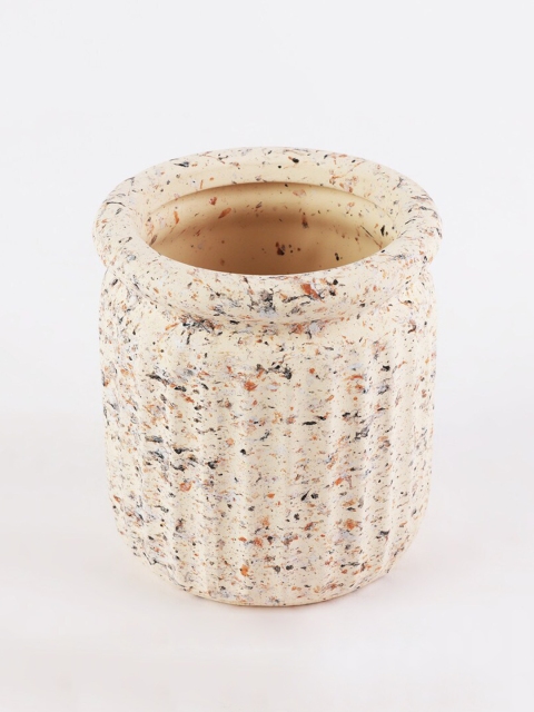 

Ferns N Petals Cream-Coloured & Black Textured Ceramic Planter