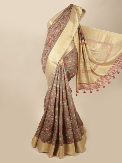 

Pothys Rust & Gold-Toned Printed Pure Silk Saree