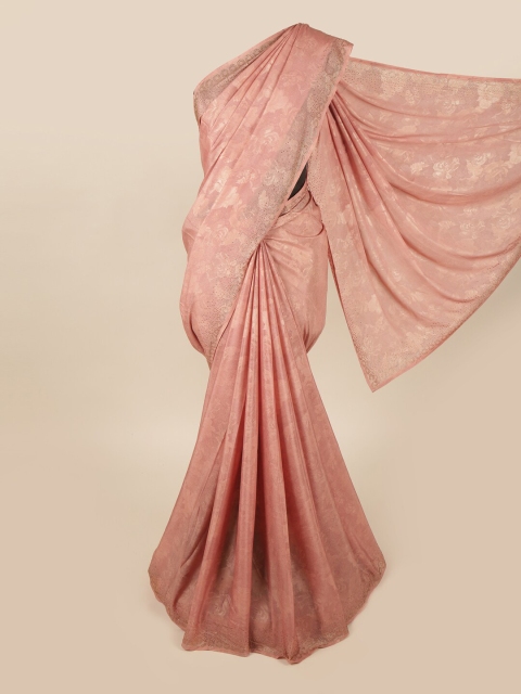 

Pothys Pink & Grey Floral Printed Zari Saree