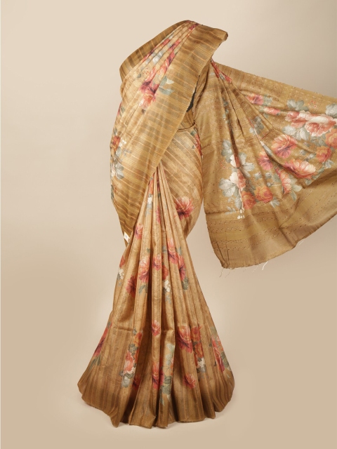 

Pothys Brown & Red Floral Pure Silk Saree