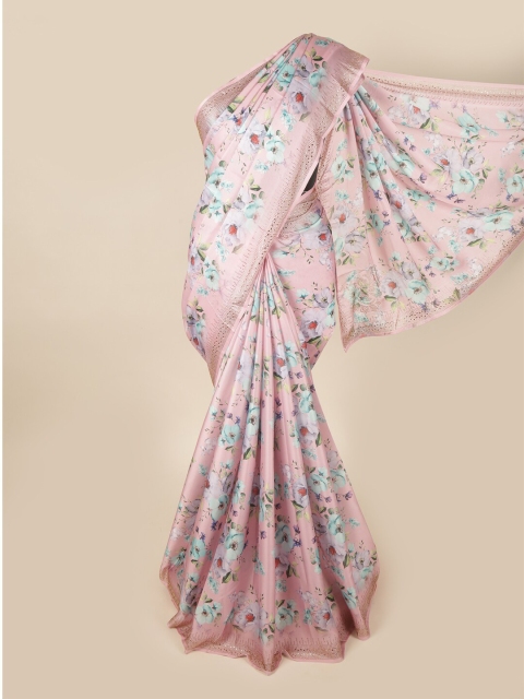 

Pothys Pink & Blue Floral Saree