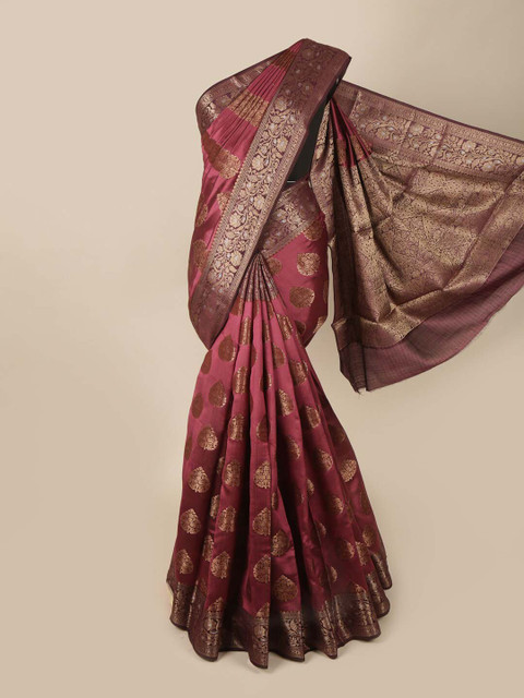 

Pothys Pink & Maroon Floral Zari Pure Silk Saree