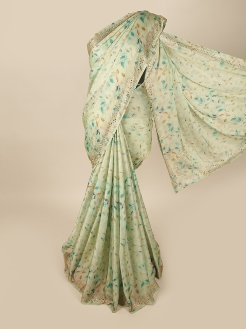 

Pothys Green Floral Poly Georgette Printed Saree