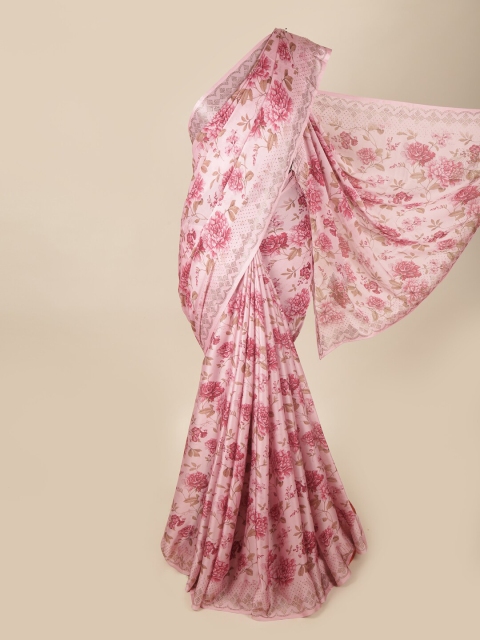 

Pothys Pink & Brown Floral Saree