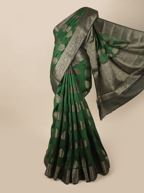 

Pothys Green & Gold-Coloured Ethnic Motifs Zari Pure Silk Saree