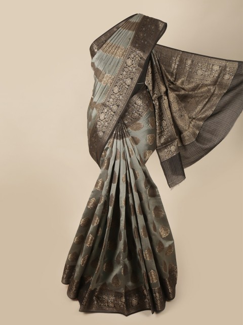 

Pothys Grey & Bronze Ethnic Motifs Pure Silk Saree