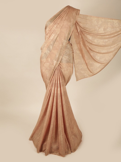 

Pothys Cream-Coloured Floral Embellished Poly Georgette Saree