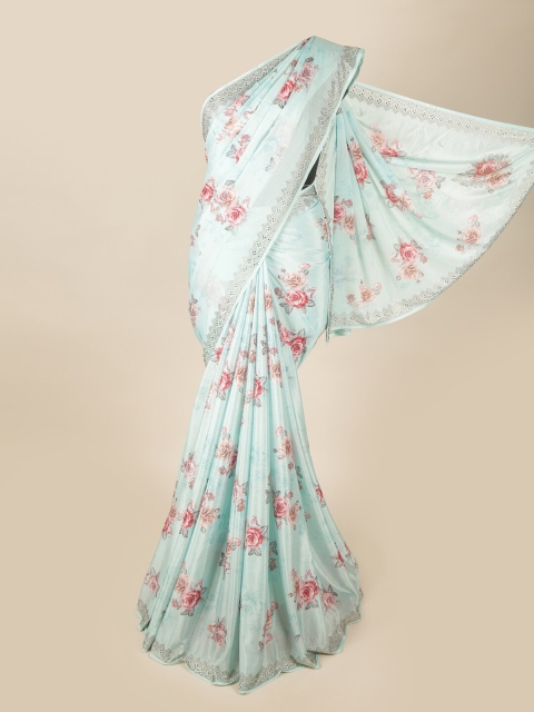 

Pothys Blue & Pink Floral Saree