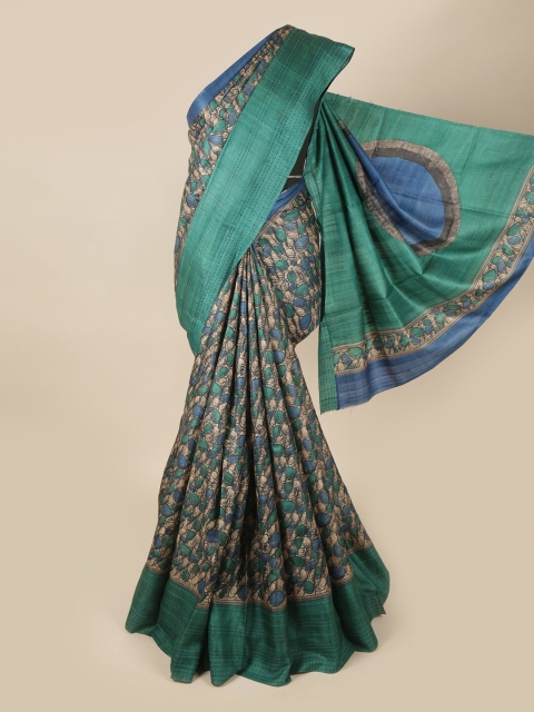 

Pothys Green & Blue Floral Pure Silk Saree