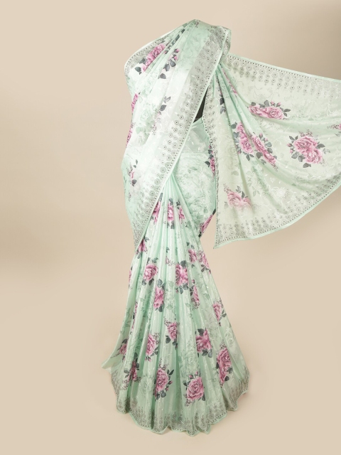 

Pothys Green & Pink Floral Saree