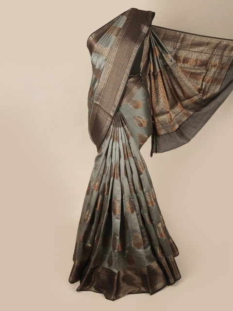 

Pothys Grey & Rust Ethnic Motifs Zari Pure Silk Saree