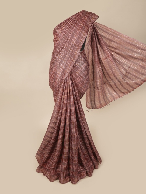 

Pothys Purple & Pink Checked Pure Silk Saree