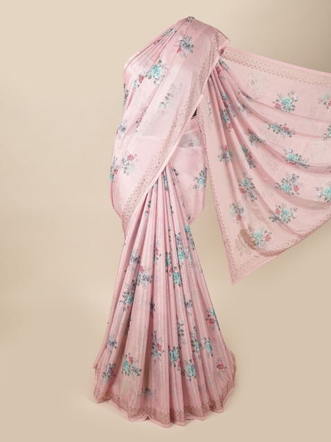 

Pothys Pink & Blue Floral Printed Saree