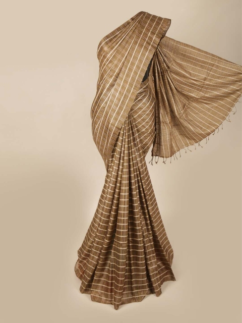 

Pothys Brown & Tan Checked Pure Silk Saree
