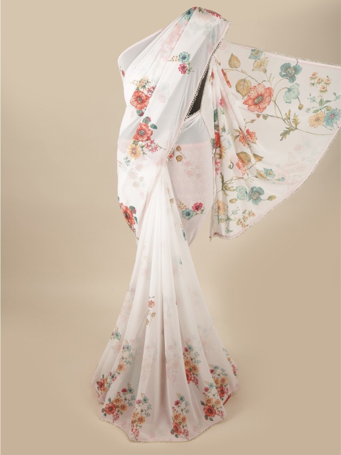 

Pothys White & Red Floral Saree