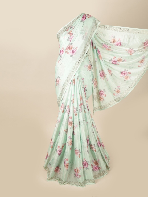 

Pothys Green & Pink Floral Printed Saree
