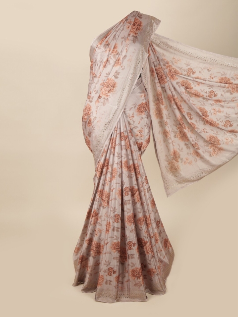 

Pothys Grey & Brown Floral Beads and Stones Saree