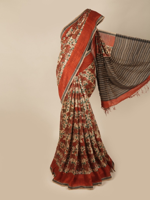 

Pothys Maroon & Black Floral Pure Silk Saree