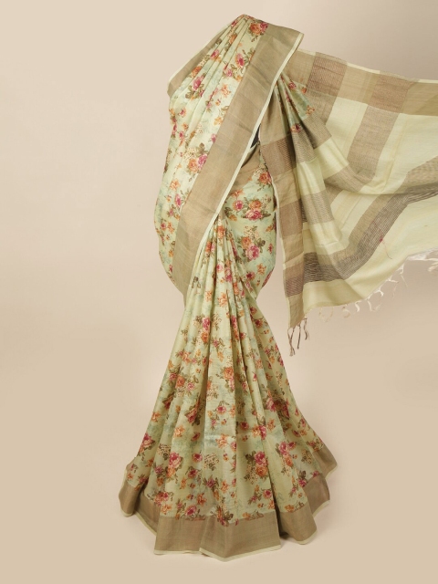 

Pothys Green & Pink Floral Pure Silk Saree