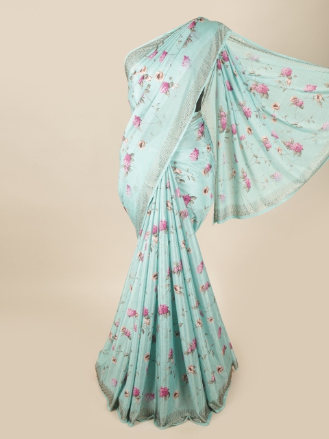 

Pothys Blue & Magenta Floral Saree