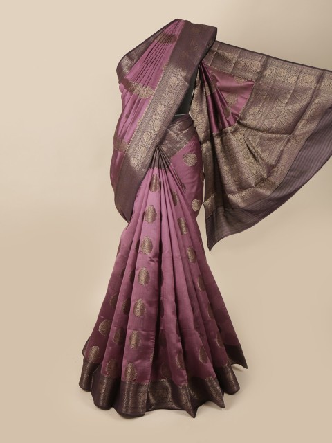 

Pothys Lavender & Gold-Toned Woven Design Pure Silk Saree