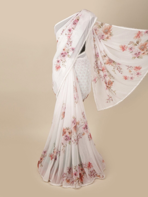 

Pothys White & Pink Floral Saree