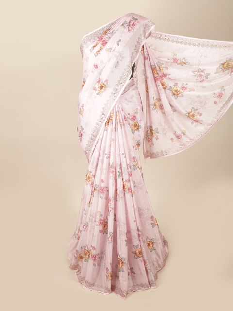 

Pothys Pink & Orange Floral Beads and Stones Saree