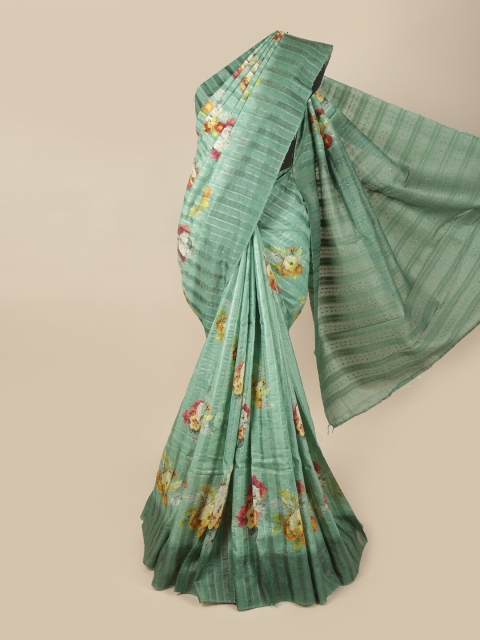 

Pothys Green Floral Printed Pure Silk Saree